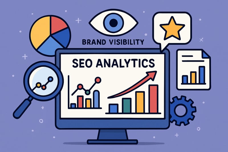 Illustration of SEO analytics and brand visibility